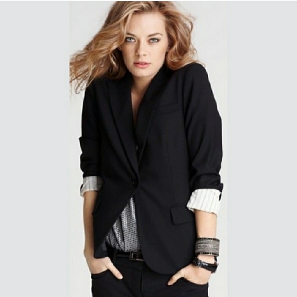 Theory black wool one button blazer size 2